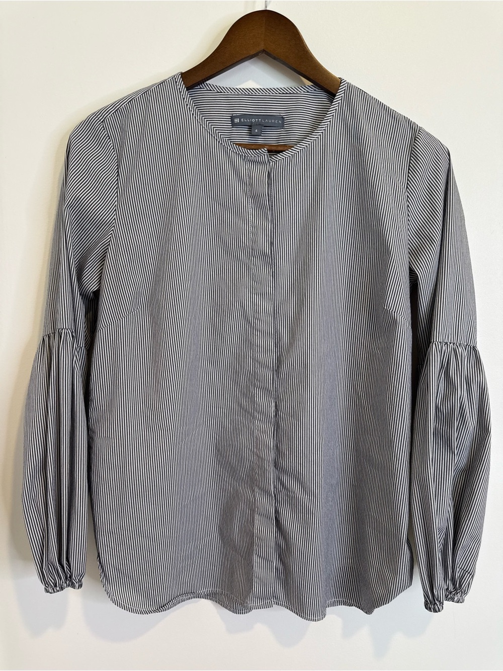 Elliott Lauren Striped Feminine Cotton Blend Button Up Blouse Size 4